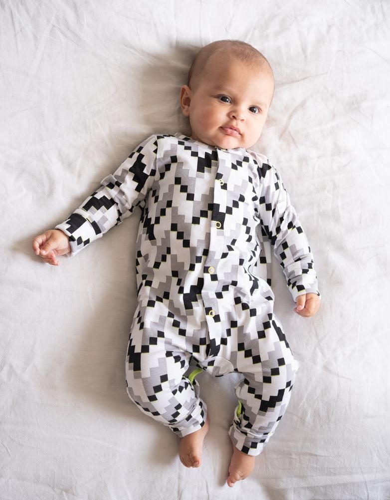 Baby Seraphine Baby Clothes | Easy Zip Organic Cotton Sleepsuit – Black & White