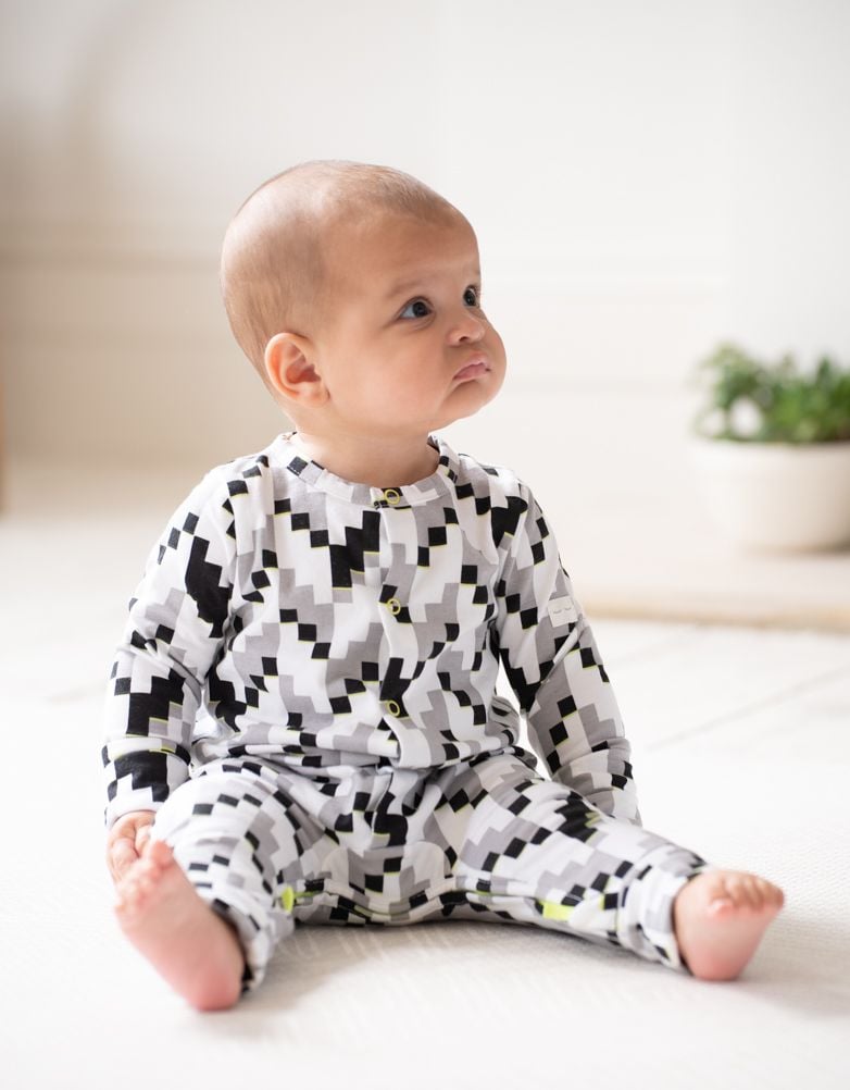 Baby Seraphine Baby Clothes | Easy Zip Organic Cotton Sleepsuit – Black & White