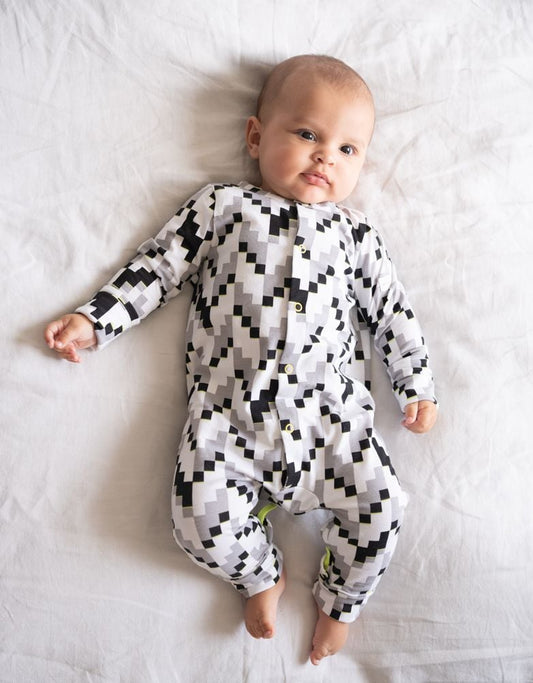 Baby Seraphine Baby Clothes | Easy Zip Organic Cotton Sleepsuit – Black & White