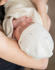 Baby Seraphine Baby Clothes | Mini Cotton & Cashmere Ivory White Knitted Baby Hat