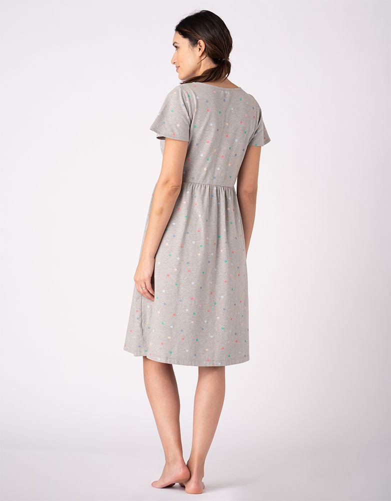 Baby Seraphine Baby Clothes | Spot Print Mama & Mini Maternity To Nursing Nightdress Set – Grey