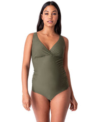 Women Seraphine Beach & Swimwear | Khaki Tie-Back Maternity Swimsuit