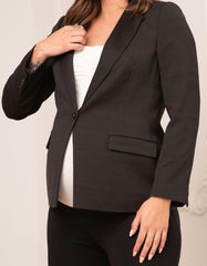 Women Seraphine Co-ords | Black Tuxedo-Style Maternity Blazer