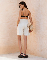 Women Seraphine Co-ords | Shirred Linen Maternity Shorts