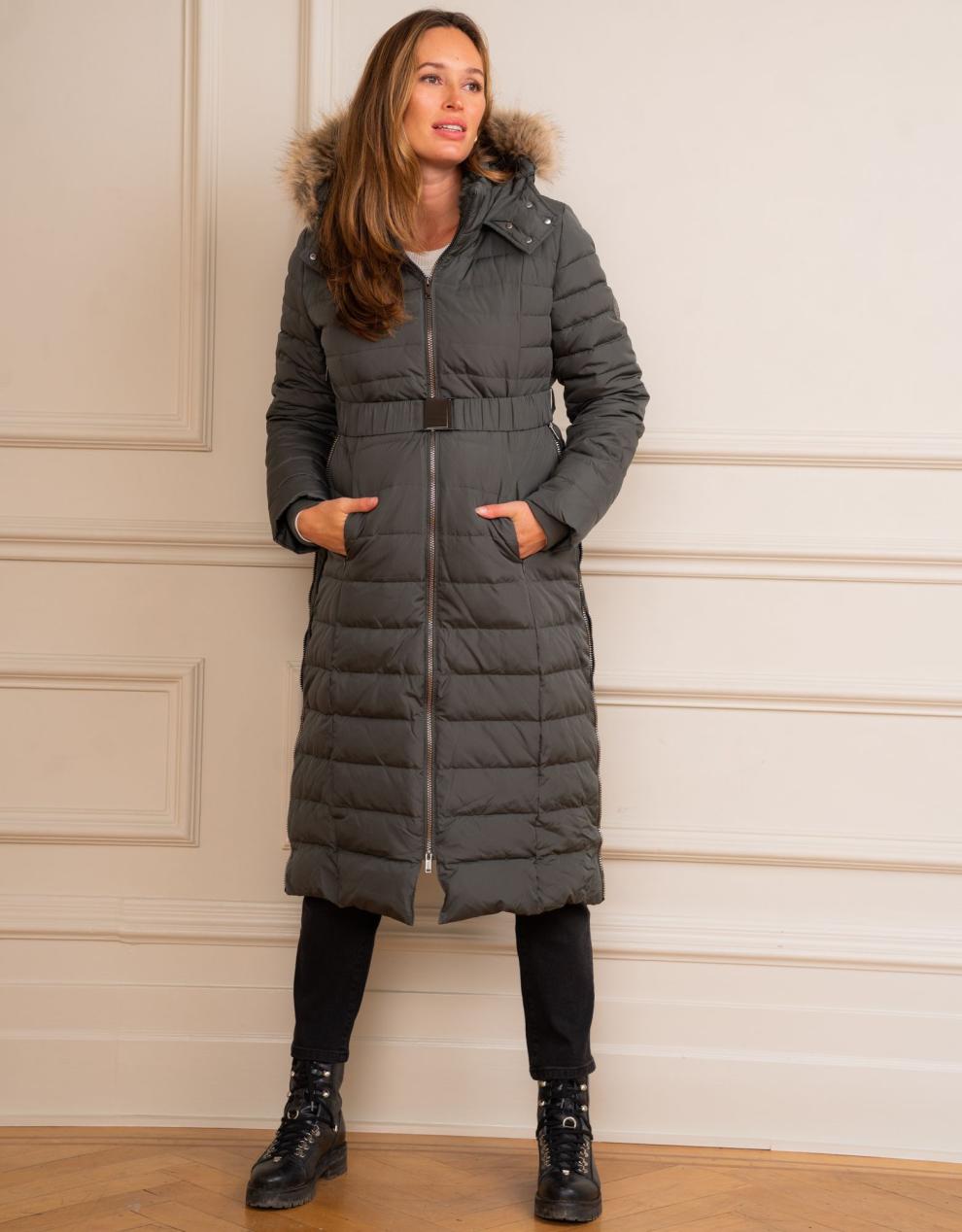 Women Seraphine Coats & Jackets | Khaki Extra Long 3 In 1 Down Maternity Coat