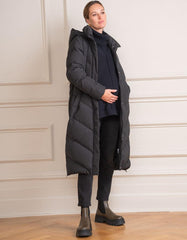Women Seraphine Coats & Jackets | Long Black Maternity & Babywearing Puffer Coat
