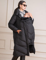 Women Seraphine Coats & Jackets | Long Black Maternity & Babywearing Puffer Coat
