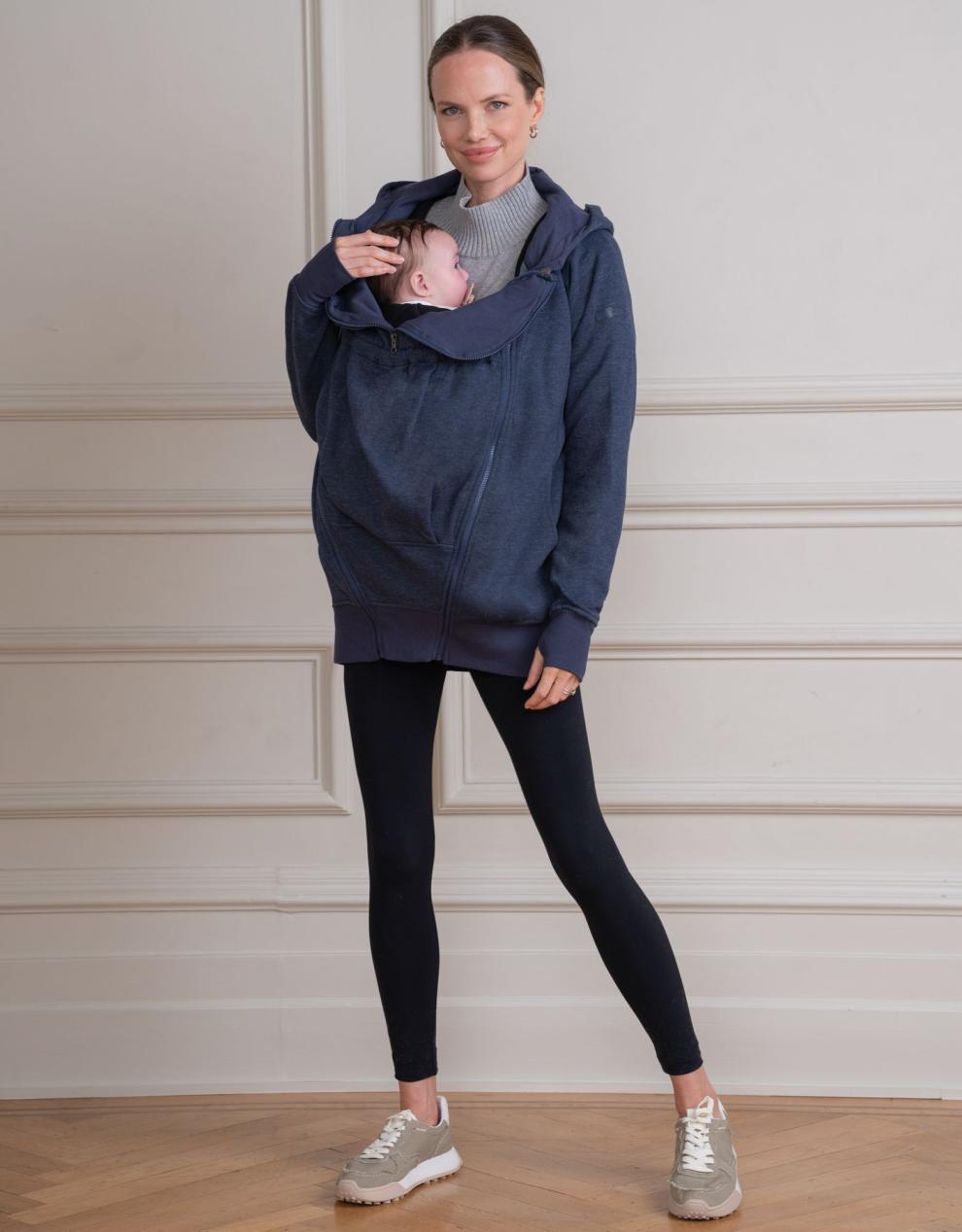 Women Seraphine Coats & Jackets | Navy Blue 3 In 1 Maternity Hoodie