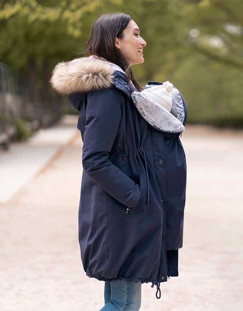 Women Seraphine Coats & Jackets | Navy Blue 3 In 1 Winter Maternity Parka