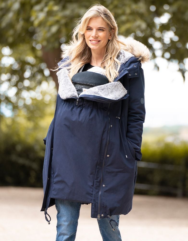 Women Seraphine Coats & Jackets | Navy Blue 3 In 1 Winter Maternity Parka