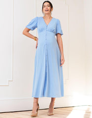Women Seraphine Dresses | Button-through V Neck Maternity And Nursing Dress