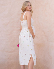 Women Seraphine Dresses | Embroidered Button-Down Midi Maternity-To-Nursing Dress