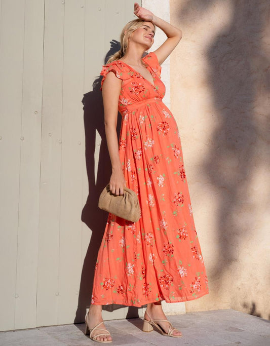 Women Seraphine Dresses | Flutter Sleeve Maxi Wrap Maternity Dress