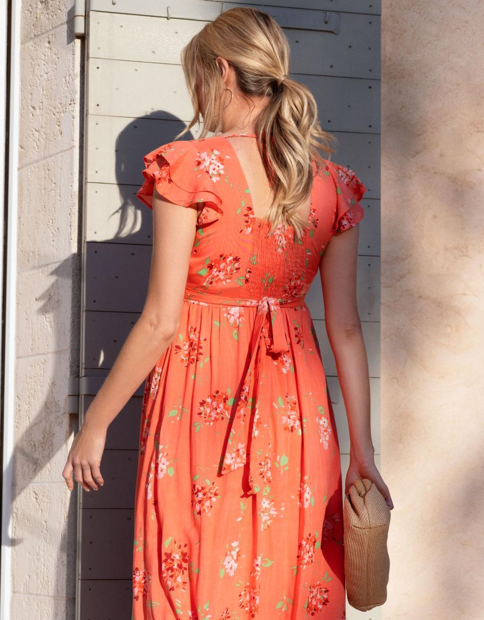 Women Seraphine Dresses | Flutter Sleeve Maxi Wrap Maternity Dress