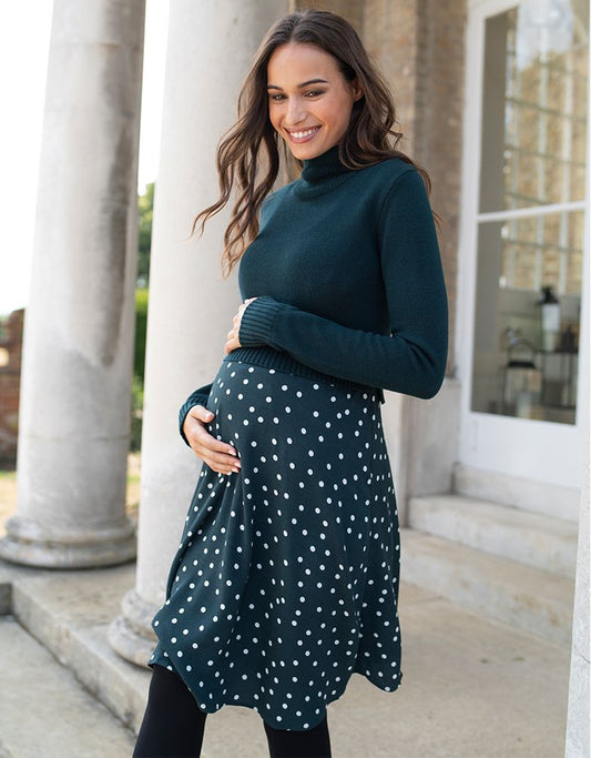 Women Seraphine Dresses | Green Polka Dot 2 In 1 Maternity & Nursing Dress