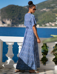 Women Seraphine Dresses | Mediterranean Blue Maternity & Nursing Maxi Dress