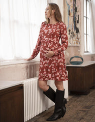 Women Seraphine Dresses | Rust Floral Maternity & Nursing Dress| Seraphine