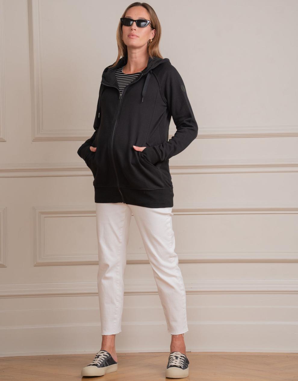 Women Seraphine Essentials | Black 3 In 1 Maternity Hoodie