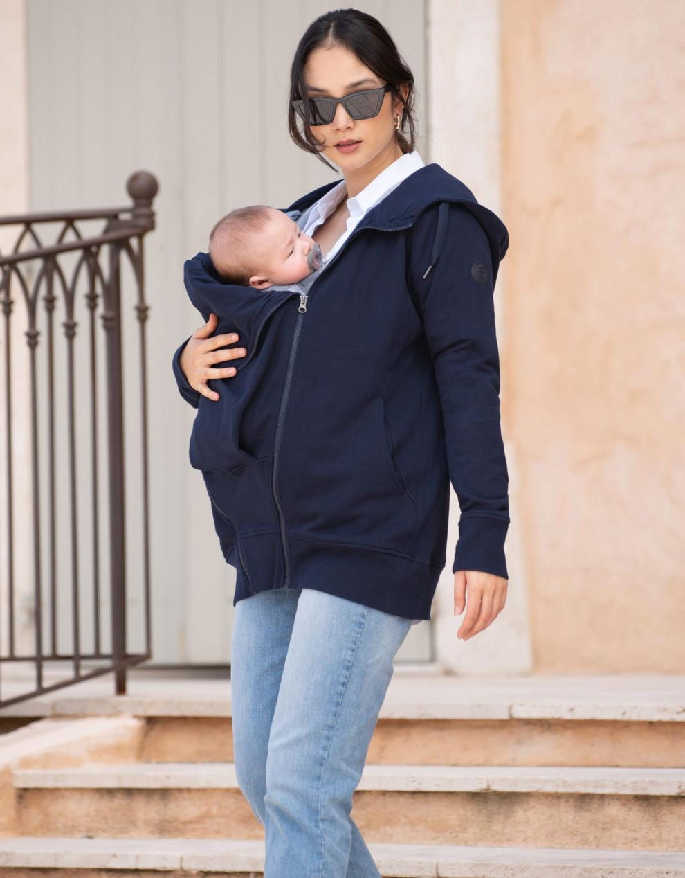 Women Seraphine Essentials | Dark Blue 3 In 1 Maternity Hoodie