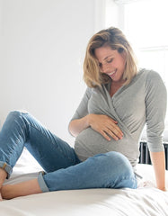 Women Seraphine Essentials | Grey Cotton ¾ Sleeve Skin To Skin Top