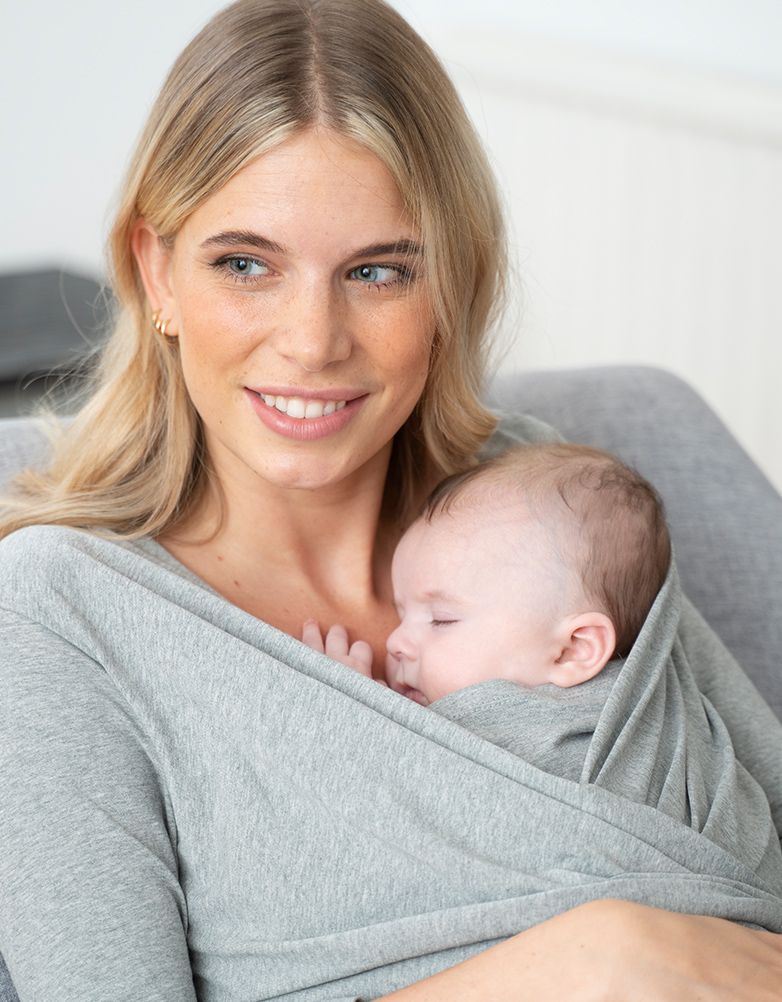 Women Seraphine Essentials | Grey Cotton ¾ Sleeve Skin To Skin Top