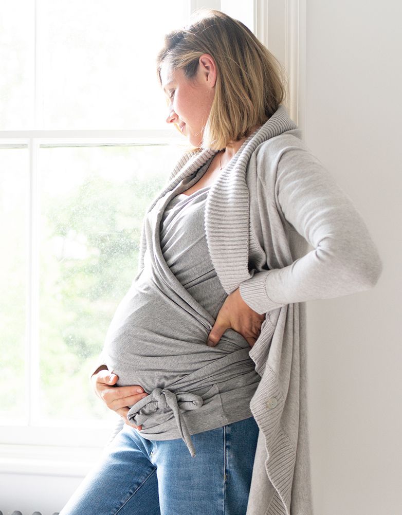 Women Seraphine Essentials | Grey Cotton ¾ Sleeve Skin To Skin Top