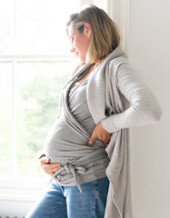 Women Seraphine Essentials | Grey Cotton ¾ Sleeve Skin To Skin Top