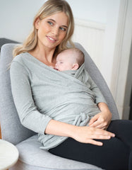 Women Seraphine Essentials | Grey Cotton ¾ Sleeve Skin To Skin Top