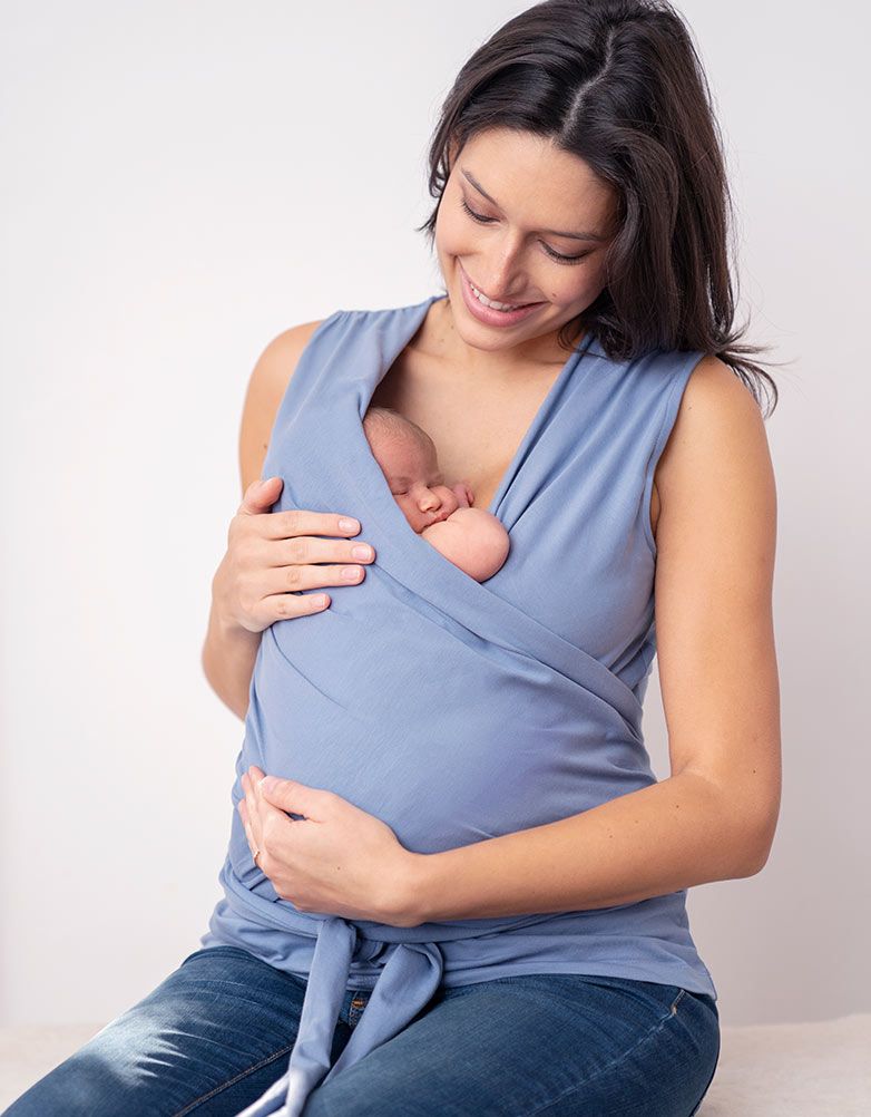 Women Seraphine Essentials | Slate Blue Cotton Skin To Skin Top