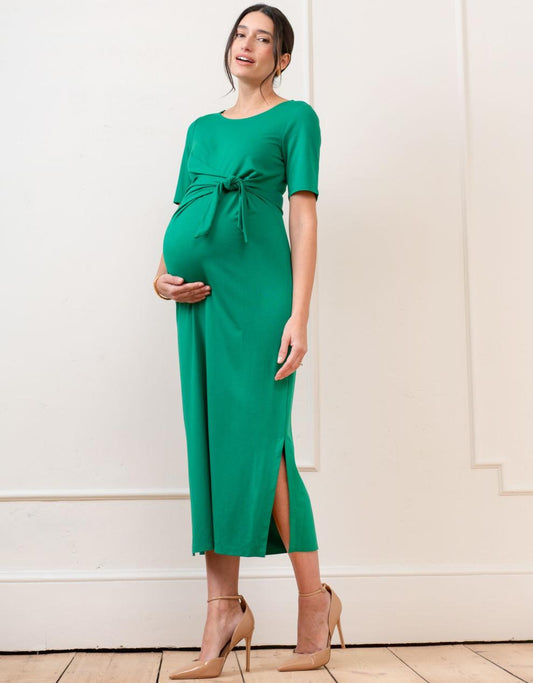 Women Seraphine Formal Dresses | Tie-Front Ponte Roma Jersey Maternity Dress