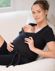 Women Seraphine Hoodies & Tops | Black Cotton Short-Sleeve Skin To Skin Top