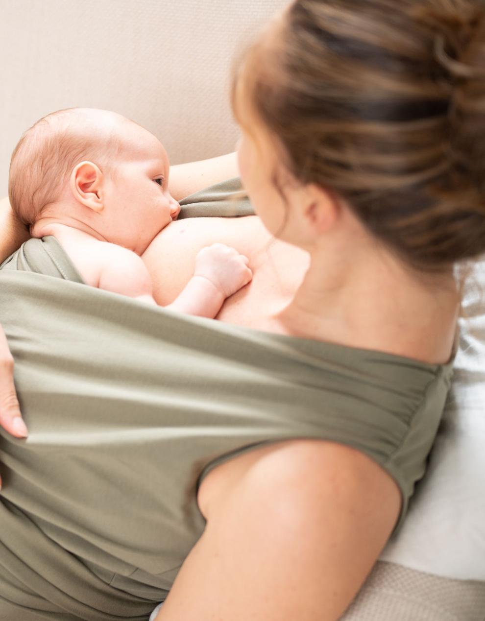 Women Seraphine Hoodies & Tops | Khaki Cotton Skin To Skin Top