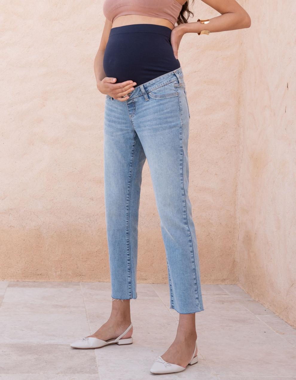 Women Seraphine Jeans | Over Bump Frayed Hem Maternity Jeans