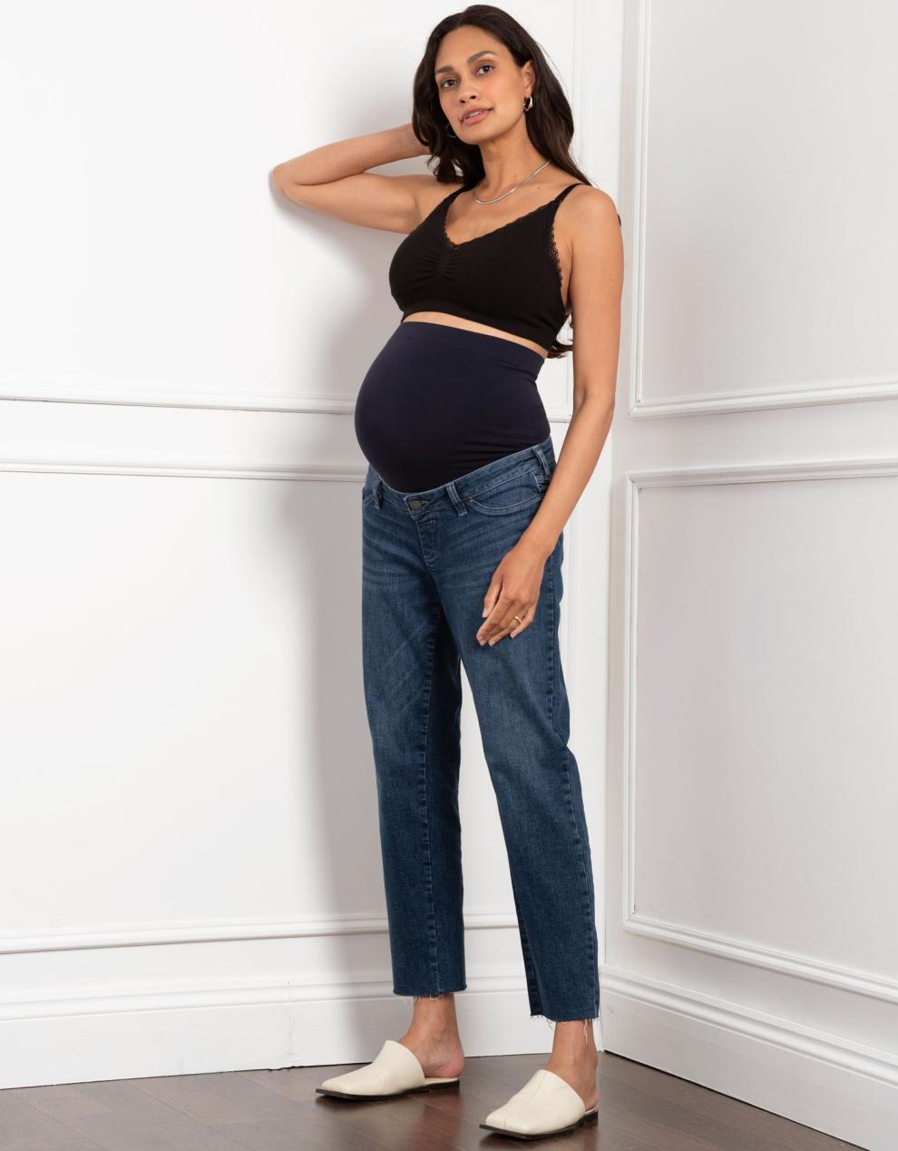 Women Seraphine Jeans | Tapered Frayed Hem Maternity Jeans