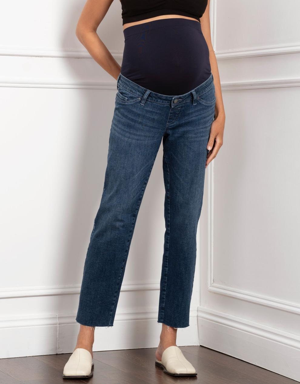 Women Seraphine Jeans | Tapered Frayed Hem Maternity Jeans