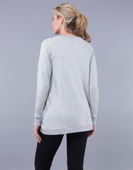 Women Seraphine Jumpers & Knitwear | Grey Cotton Blend Maternity & Nursing Sweatshirt