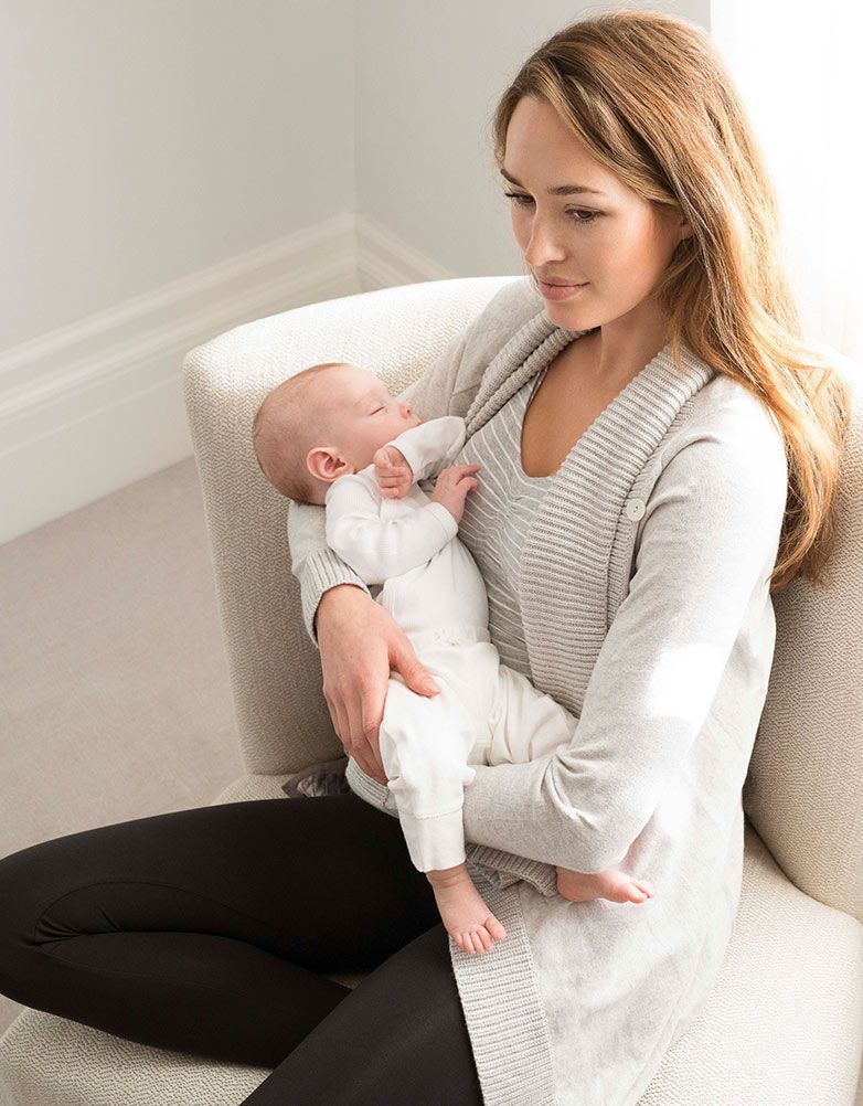 Women Seraphine Jumpers & Knitwear | Grey Cotton & Cashmere Waterfall Maternity Cardigan