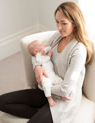 Women Seraphine Jumpers & Knitwear | Grey Cotton & Cashmere Waterfall Maternity Cardigan