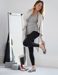 Women Seraphine Jumpers & Knitwear | Grey Cotton & Cashmere Waterfall Maternity Cardigan