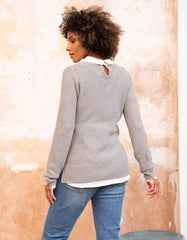 Women Seraphine Jumpers & Knitwear | Mock Shirt Cotton Mix Maternity & Nursing Sweater