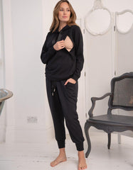 Women Seraphine Jumpers & Knitwear | Modal Blend Black Maternity & Nursing Hoodie