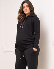 Women Seraphine Jumpers & Knitwear | Modal Blend Black Maternity & Nursing Hoodie