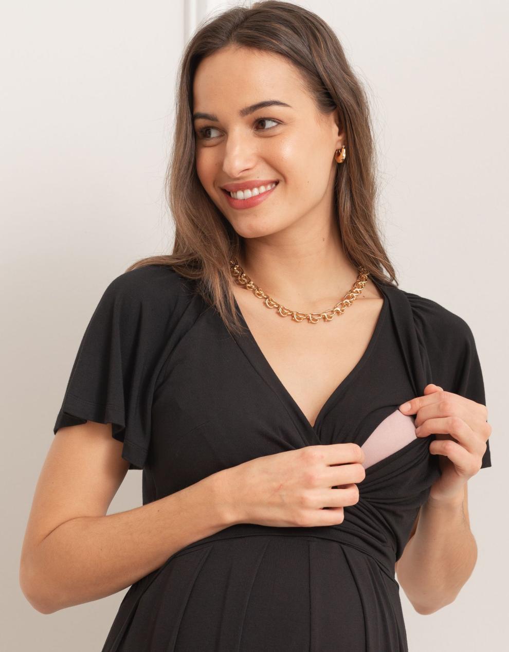 Women Seraphine Jumpsuits | Black Lenzing™ Ecovero™ Maternity & Nursing Jumpsuit