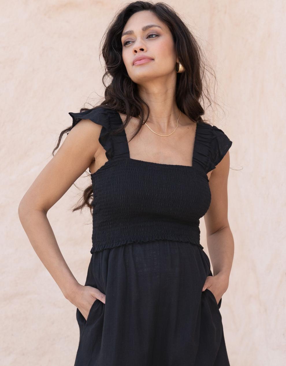 Women Seraphine Jumpsuits | Linen-Blend Maternity-To-Nursing Jumpsuit