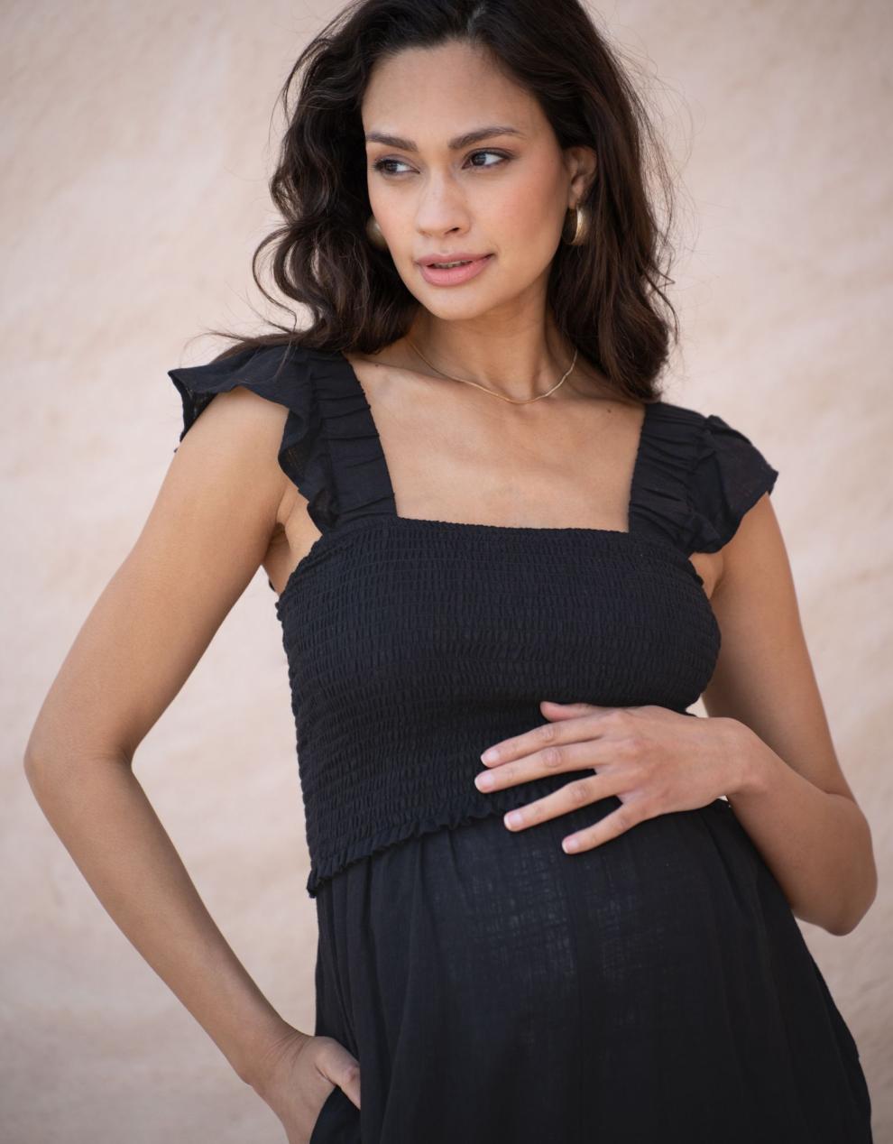 Women Seraphine Jumpsuits | Linen-Blend Maternity-To-Nursing Jumpsuit