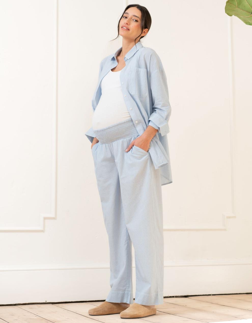 Women Seraphine Kits & Sets | Fine Stripe Full-Length Cotton Pyjama Maternity-To-Nursing Set