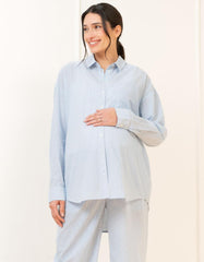 Women Seraphine Kits & Sets | Fine Stripe Full-Length Cotton Pyjama Maternity-To-Nursing Set