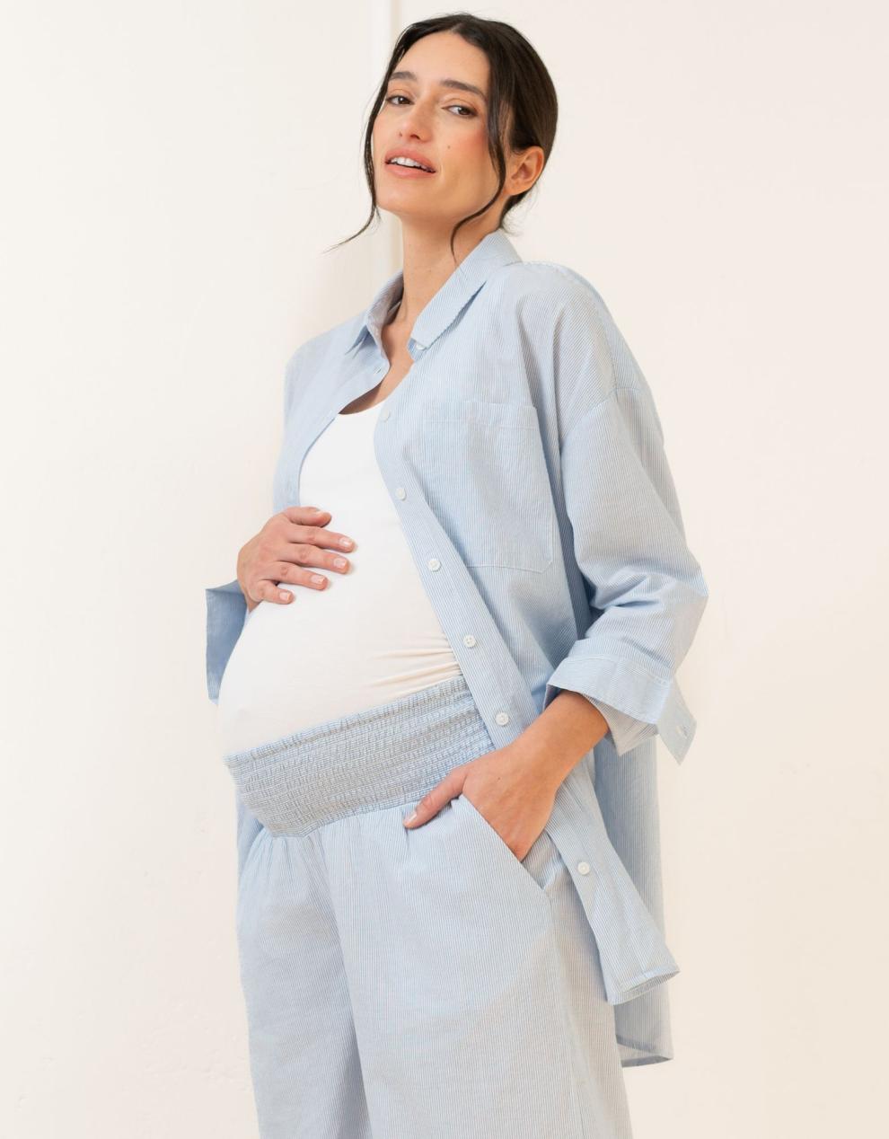 Women Seraphine Kits & Sets | Fine Stripe Full-Length Cotton Pyjama Maternity-To-Nursing Set