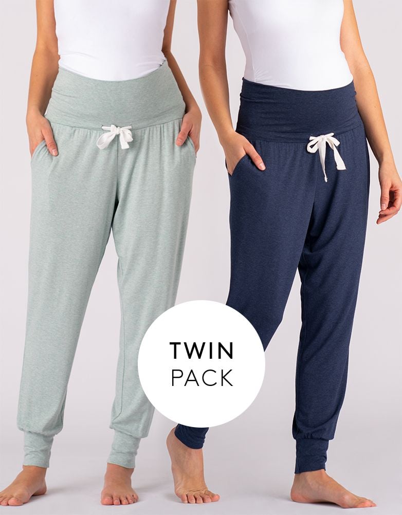 Women Seraphine Kits & Sets | Maternity Lounge Pants – Navy & Sage Twin Pack