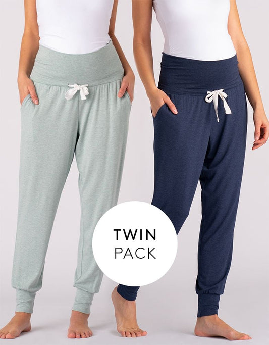 Women Seraphine Kits & Sets | Maternity Lounge Pants – Navy & Sage Twin Pack